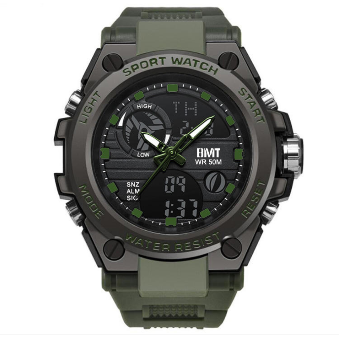 BMT Sport Men’s Wrist Watch – Water-Resistant Digital Fashion Watch with Green Dial